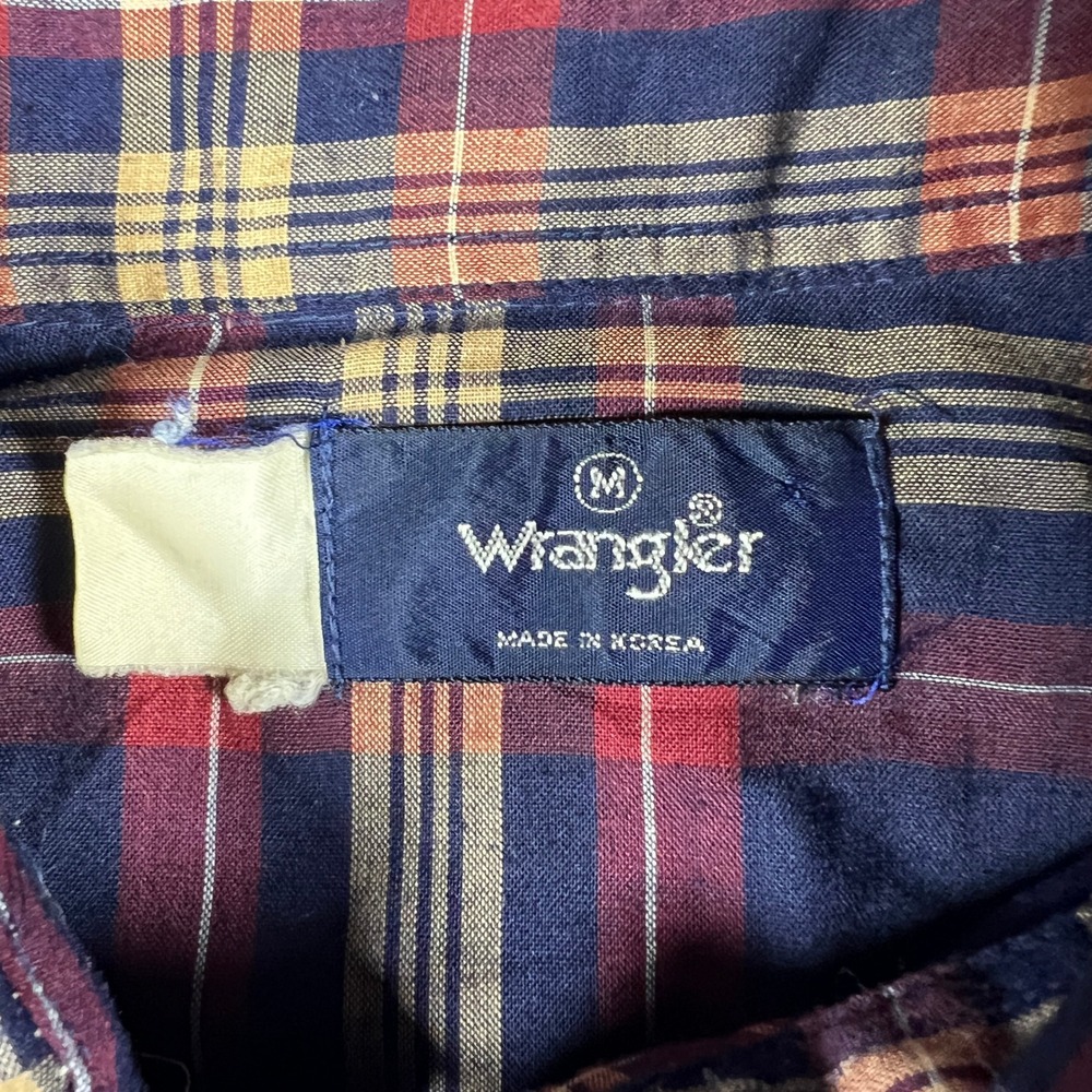 Vintage Wrangler Mens Size M Plaid Long Sleeve Pearl‎ Snap Button Western Shirt - Picture 10 of 12